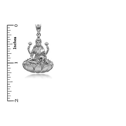 Claddagh Gold .925 Sterling Silver Hindu Goddess Lakshmi (Luxmi) Pendant Necklace with Rolo Chain and Pendant only - style: Pendant + 18" Chain