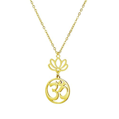 Women OM Necklace Indian Yoga Aum Om Ohm Pendant Necklace Stainless Steel Hindu Meditation Charm Sanskrit Symbol Spiritual Amulet Jewelry for Women Men - color: G-2pcs pendant