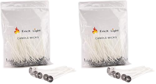 EricX Light 100 Piece Cotton Candle Wick,3.5" Pre-Waxed & Cotton Core,for Candle Making,Candle DIY (Pack of 2) - size: 3.5 inch (Pack of 2)