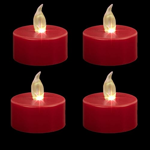 Battery Operated LED Tea Lights Flameless Flickering Candles 24PACK Red - color: Red, size: 24pack