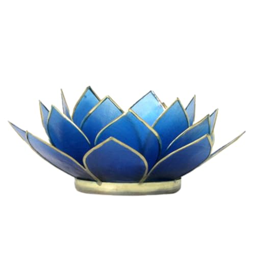 Om Gallery Gemstone Lotus Tea Light Holder, Candle Styling, Saphire - color: Sapphire, size: Regular