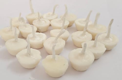 Cow Ghee Diya Batti Cotton Wicks | Wax Free | Cow Ghee Diya | Puja Item | Long-Lasting & Aromatic Diya | Temple Church Gurudwara | Clean-Burning (Ghee Wicks Pack of 25) - size: Ghee Wicks Pack of 25