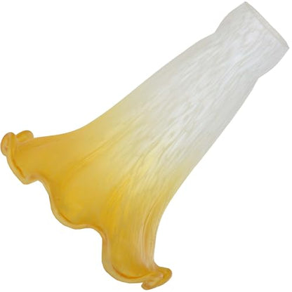 Bieye LS07S Lily Flower Blown Glass Lampshade (White Yellow, Opening I.D. 0.87" x O.D. 1") - color: White Yellow, size: Small I.D. 0.87" x O.D. 1"