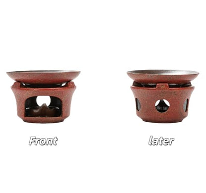 Ceramic Herb Burner Kit, High-Fired Aromatherapy Burner Set - color: Reddish Brown