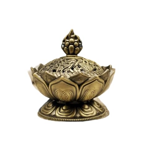 1 Pc Bronze Color Classic Lotus Incense Burner,Mini Lotus Cone Incenses Holder,Incense Burner Holder,Mini Vintage Lotus Flower Shaped Incense Holder,for Stick and Cone Incense