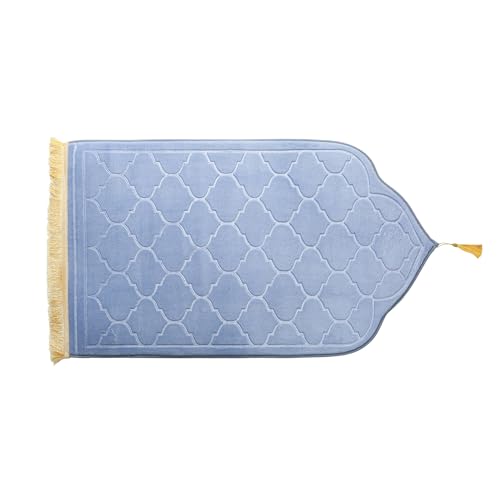 JE JOUE Prayer Rug Muslim Mat Islamic - Thickening Sponge Muslim Rug for Men Women Eid Travel Ramadan, Soft Luxury Great for Knees and Forehead （Gray） - color: Grey