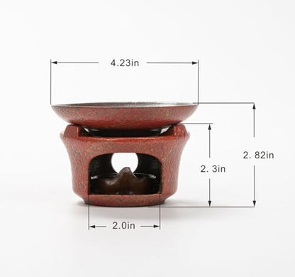 Ceramic Herb Burner Kit, High-Fired Aromatherapy Burner Set - color: Reddish Brown