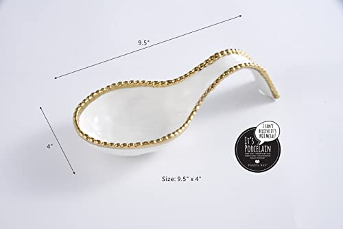 Pampa Bay Golden Salerno Spoon Rest - color: White with Gold trim