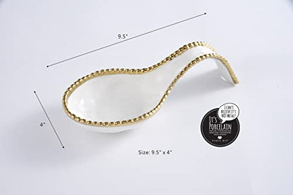 Pampa Bay Golden Salerno Spoon Rest - color: White with Gold trim