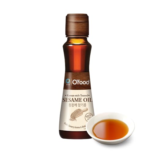 Premium Korean Sesame Oil [5.4 Fl Oz] -100% Pure Toasted Sesame Seed Oil | Korean-Style Rich & Nutty Flavor | Asian Cooking Oil for Stir Fry, Noodles, Dressing & Drizzle - O’food - size: 5.4 Fl Oz (Pack of 1)