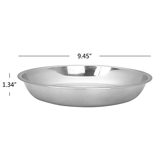 4 Pack Stainless Steel Dinner Plates, 9.45 in Round Camping Dish