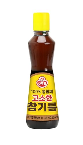 Ottogi Roasted Sesame Oil, 100% Pure Korean Sesame Oil, 10.82 fl oz (320ml), Rich & Nutty Flavor for Cooking, Stir-Fry, and Dressings