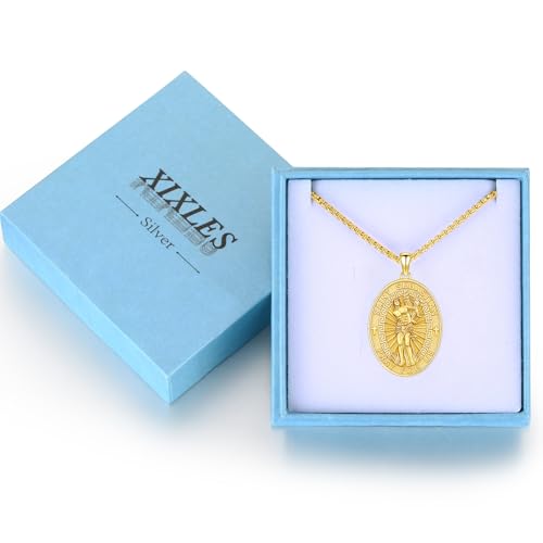 Silver/14K Gold Patron Saint Medal Amulet Necklace for Men Women - color: Gold, style: 17A-St Sebastian
