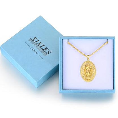 Silver/14K Gold Patron Saint Medal Amulet Necklace for Men Women - color: Gold, style: 17A-St Sebastian