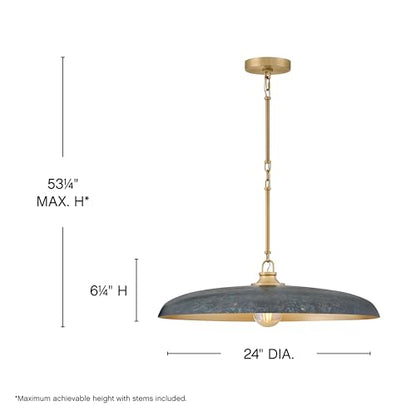 Hinkley Sadie 24" Large Dome Chandelier, Antique Verdigris/Lacquered Brass - color: Lacquered Brass w/ Antique Verdigris, size: Large