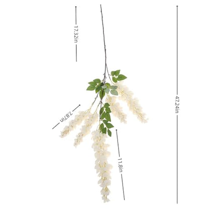 4pcs 47.2in Artificial Fake Wisteria Hanging Flower Garland Silk(white) - color: White