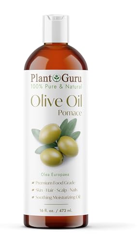 Plant Guru Olive Oil Pomace 16 fl. oz. 100% Pure Natural Carrier Moisturizer For Skin, Body, Face And Hair Growth. Great For DIY Soap Making, Cosmetics and Massage. - size: 16 Fl Oz (Pack of 1)
