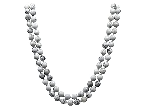 Amazing Gemstone Howlite Mala Beads - 108 Prayer Beads for Meditation and Mindfulness Practice, Handcrafted Mala Beads with Natural Gemstones for Spiritual Healing and Relaxation (Knotted) - color: Howlite, style: Knotted
