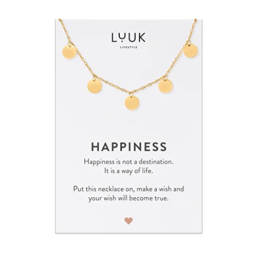 LUUK LIFESTYLE Dainty Stainless Steel Pendant Necklaces Silver Gold Rose - color: Gold, size: Mini discs