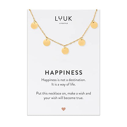 LUUK LIFESTYLE Dainty Stainless Steel Pendant Necklaces Silver Gold Rose - color: Gold, size: Mini discs