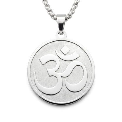 1" Stainless Steel Necklace Charms | Third Eye Vision | Peace Symbol | Finding Your Self | Yin & Yang | Moon Cat | Turtle Power | Flower of Life | | OM | Mystical Spiritual Protection, for Men & Women - style: OM Classic Silver