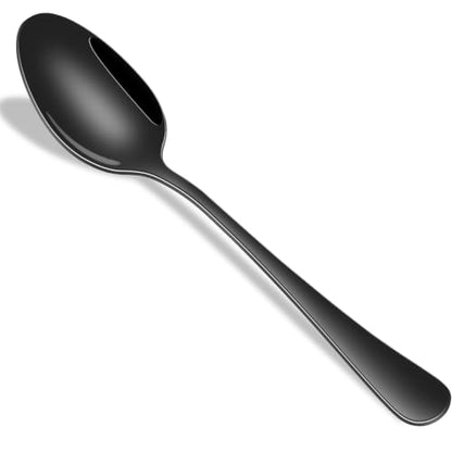 DEHOV 16-Piece 7.3 Inches Black Stainless Steel Dinner Spoons,Durable Soup Spoons,Black Table Spoon,Silverware Spoon - size: 16-Piece(Black)