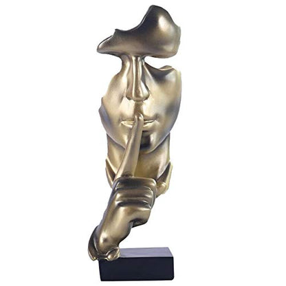 aboxoo Thinker Statue, Silence is Gold Abstract Art Figurine(Gold) - color: Gold, size: Medium