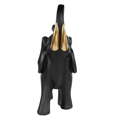 Landing Elephant Sculpture Black and Gold 23in