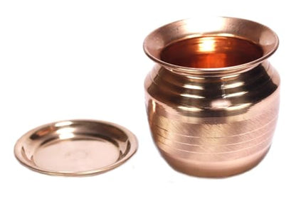 ASHIRWAD Pure Copper Kalash Lota for Pooja Prayer Kalash Arti Puja Pot For New Home | AE000184-06 (450 ml with Lid) - style: 450 ml with Lid
