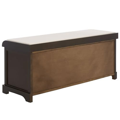 SAFAVIEH Furniture - Lonan Storage Bench - Dark Chocolate - Solid Wood - Farmhouse Lift-Top Design - Ideal for Entryway, Living Room, Hallway, 18" Seat Height (AMH5733F) - color: Dark Chocolate