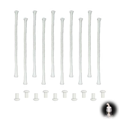 10 PCS Oil Lamp Wicks - Round Cotton Oil Candle Wicks with Glass Tube Holder, Replacement Wick for Oil Lamps, Emergency Lighting and Laboratory Use