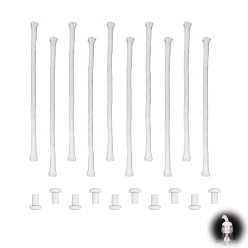 10 PCS Oil Lamp Wicks - Round Cotton Oil Candle Wicks with Glass Tube Holder, Replacement Wick for Oil Lamps, Emergency Lighting and Laboratory Use
