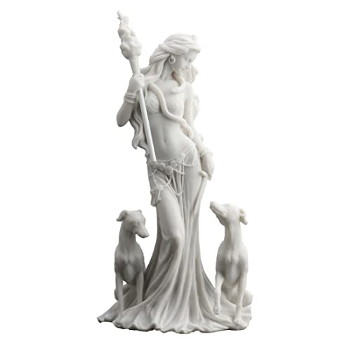 Veronese Design 13 3/8 Inch Hecate Greek Goddess of Magic with her Hounds Resin Sculpture Marble White Finish - color: White, size: Large