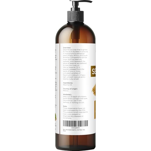 velona Sesame Seed Oil - 8 fl oz, Expeller Pressed, Refined, with Pump - size: 8 Fl Oz (Pack of 1)
