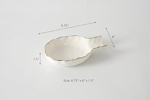 Pampa Bay Golden Salerno Titanium-Plated Porcelain Spoon Rest (White and Gold) - color: White and Gold