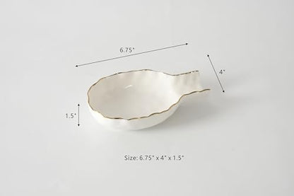 Pampa Bay Golden Salerno Titanium-Plated Porcelain Spoon Rest (White and Gold) - color: White and Gold