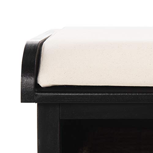 SAFAVIEH Furniture - Lonan Storage Bench - Black - Solid Wood - Farmhouse Lift-Top Design - Ideal for Entryway, Living Room, Hallway, 18" Seat Height (AMH5733E) - color: Black