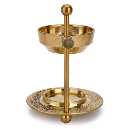 Ajuny Brass Incense Burner Adjustable Resin Charcoal Tealight Holder Golden