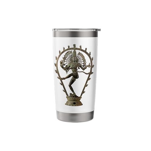 Hindu Shiva Nataraja Dancing Statue Stainless Steel Insulated Tumbler - color: White