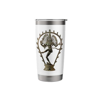 Hindu Shiva Nataraja Dancing Statue Stainless Steel Insulated Tumbler - color: White