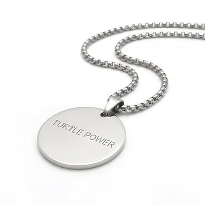 1" Stainless Steel Necklace Charms | Third Eye Vision | Peace Symbol | Finding Your Self | Yin & Yang | Moon Cat | Turtle Power | Flower of Life | | OM | Mystical Spiritual Protection, for Men & Women - style: Turtle Power Silver