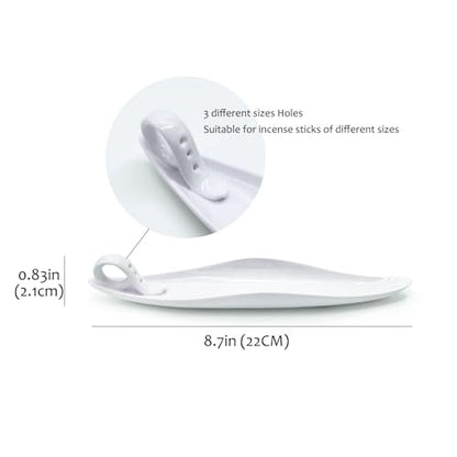 9" Length Incense Stick Holder with 3 Holes, White Porcelain Incense Tray Ash Cather for Spa, Meditation Room, Yoga, Home, Office (White) - color: White