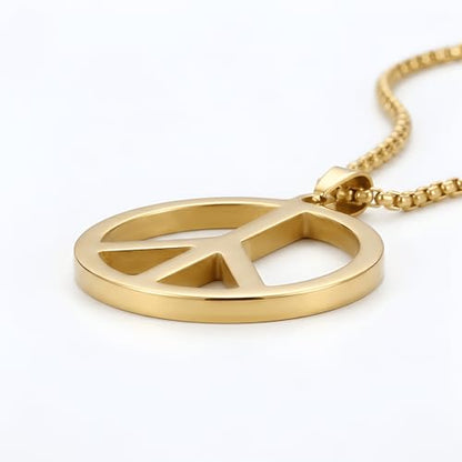 1" Stainless Steel Necklace Charms | Third Eye Vision | Peace Symbol | Finding Your Self | Yin & Yang | Moon Cat | Turtle Power | Flower of Life | | OM | Mystical Spiritual Protection, for Men & Women - style: Peace Symbol Gold