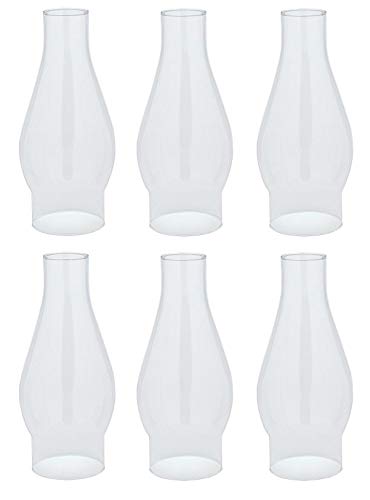 Ciata Oil Lamp, Glass, Victorian Hurricane Chimney Lamp Globe Replacement, 7-1/2 Inch Handblown Clear Glass Chimney Lamp Shade with 2-5/8 Inch Fitter and 3-1/2 Inch Bulge - 6 Pack - color: Clear - 6 Pack, size: 2-5/8 Inch - 7-1/2 Inch