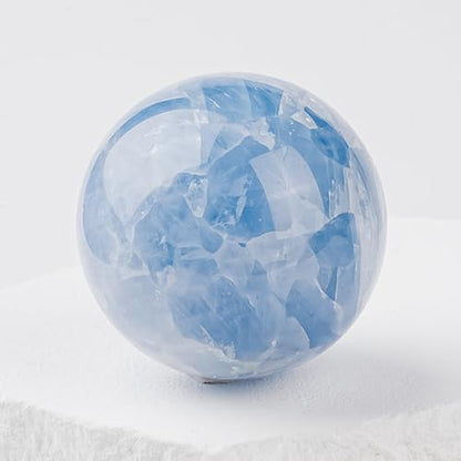 1.6-2 inch Natural Celestite Crystal Ball with Stand, Polished Crystal Sphere - color: Celestite, size: 40-50mm