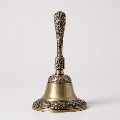 Wonderlist Handicrafts Brass Pooja Bell with Garuda Sitting on Top Traditional Handbell for Mandir, Puja, Temple Rituals & Home Decor - color: Garuda