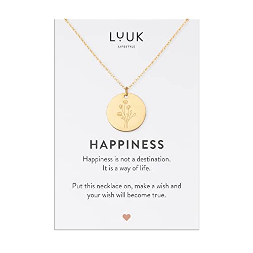 LUUK LIFESTYLE Dainty Stainless Steel Pendant Necklaces Silver Gold Rose - color: Gold, size: Flower
