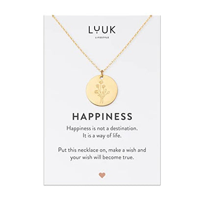 LUUK LIFESTYLE Dainty Stainless Steel Pendant Necklaces Silver Gold Rose - color: Gold, size: Flower