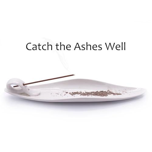 9" Length Incense Stick Holder with 3 Holes, White Porcelain Incense Tray Ash Cather for Spa, Meditation Room, Yoga, Home, Office (White) - color: White
