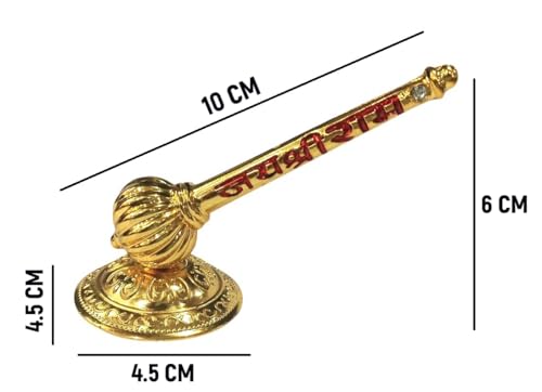 Lord Shree Hanuman Ji Gada with Jai Shree Ram Engraving Hanuman Ji Sota Idol for Mandir Pooja Room Home & Office Decor, Bajrangbali Sankat Mochan God Idol for Car Dashboard (Golden - Metal)